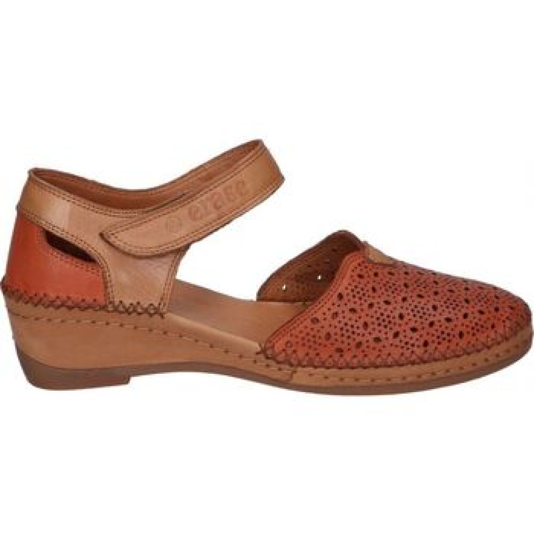 Sandalia semicerrada para mujer en piel coral 383-173 ERASESHOES. M-328