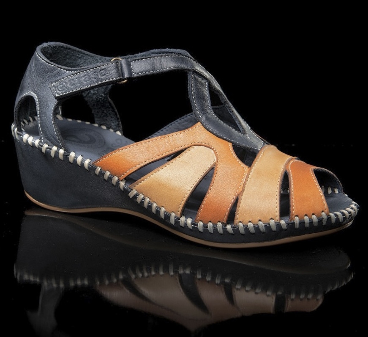 Sandalia para mujer en piel marino y cuero mod. 793-50 de ERASESHOES. M-335